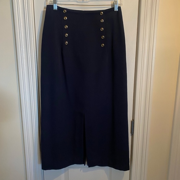 Lana Lee Dresses & Skirts - Vintage 90s Lana Lee Navy Rise High Rise Pencil Column Midi Skirt Size 8